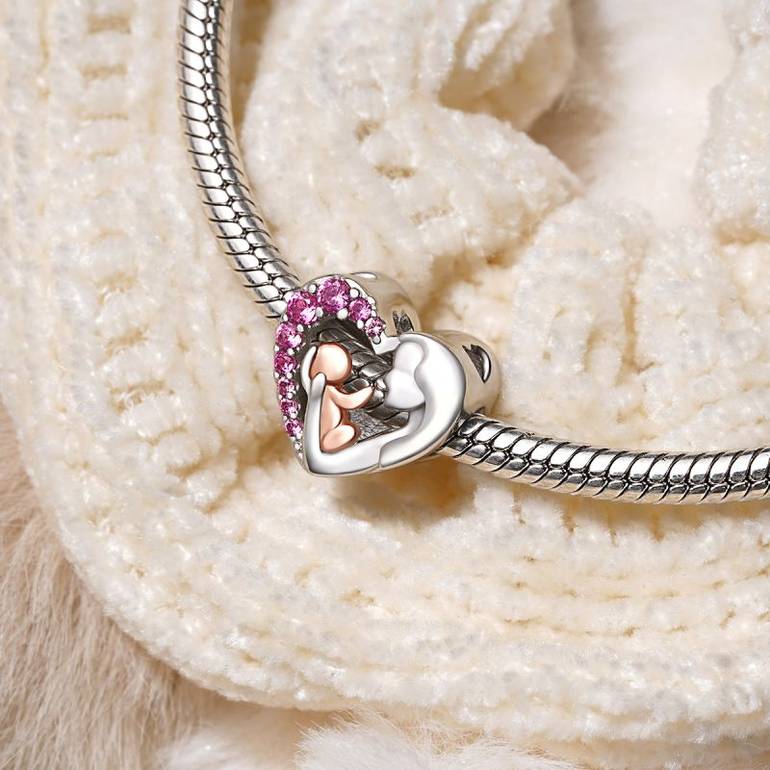 Gnoce Mom Hugs Baby Birthstone Engravable Charm