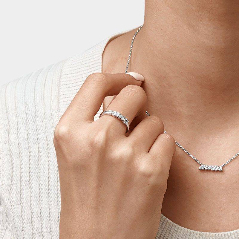 Curb Chain Ring White Sapphire Sterling Silver 18k Gold Plated