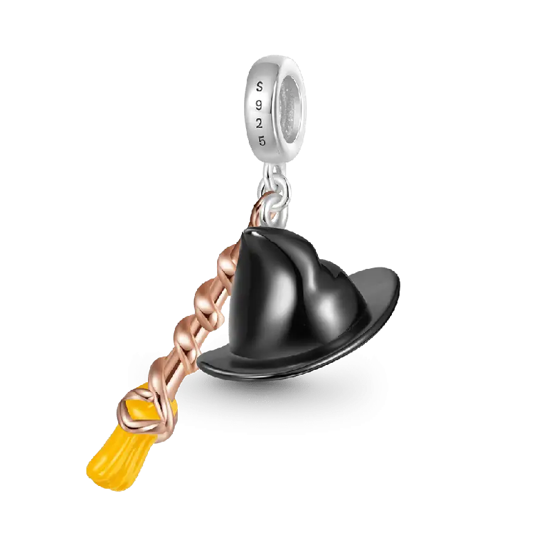 Gnoce Wicked Witch Elphaba's Hat & Broom Pendant Dangle Charm