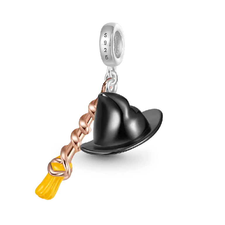 Gnoce Wicked Witch Elphaba's Hat & Broom Pendant Dangle Charm