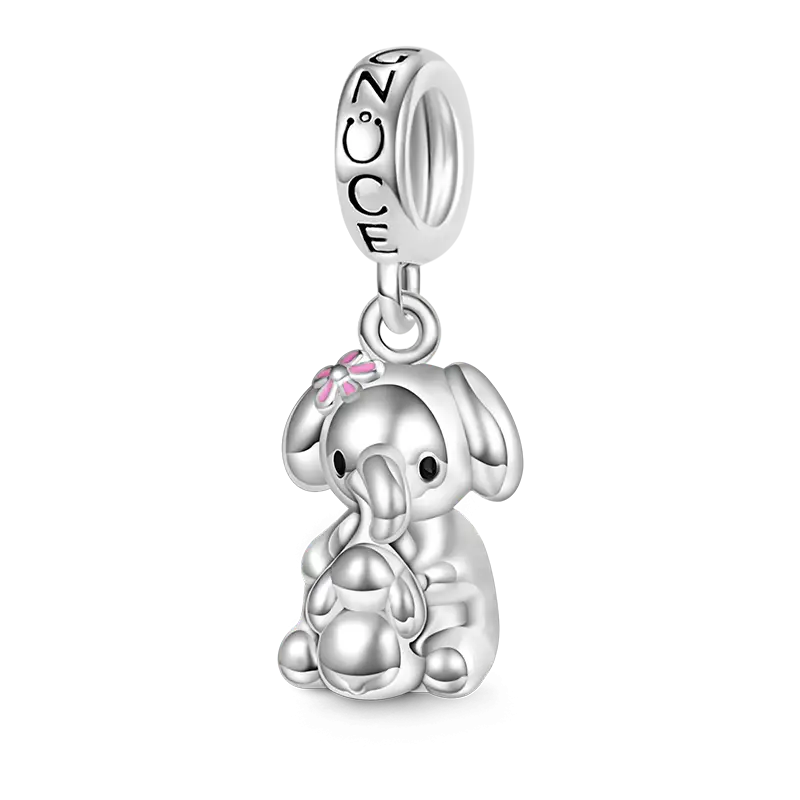 Gnoce Embrace Love Elephant & Baby Pendant Dangle Charm