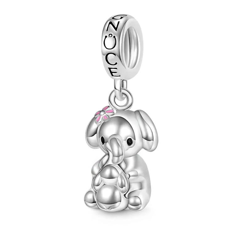Gnoce Embrace Love Elephant & Baby Pendant Dangle Charm