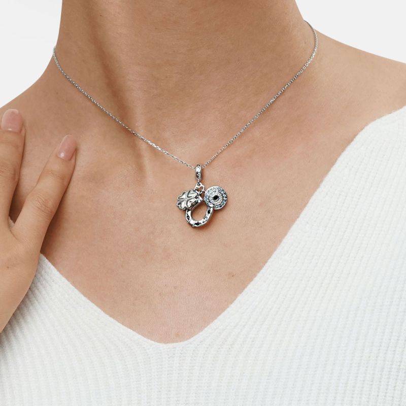 Gnoce Horseshoe, Clover & Devil's Eye Triple Pendant Dangle Charm