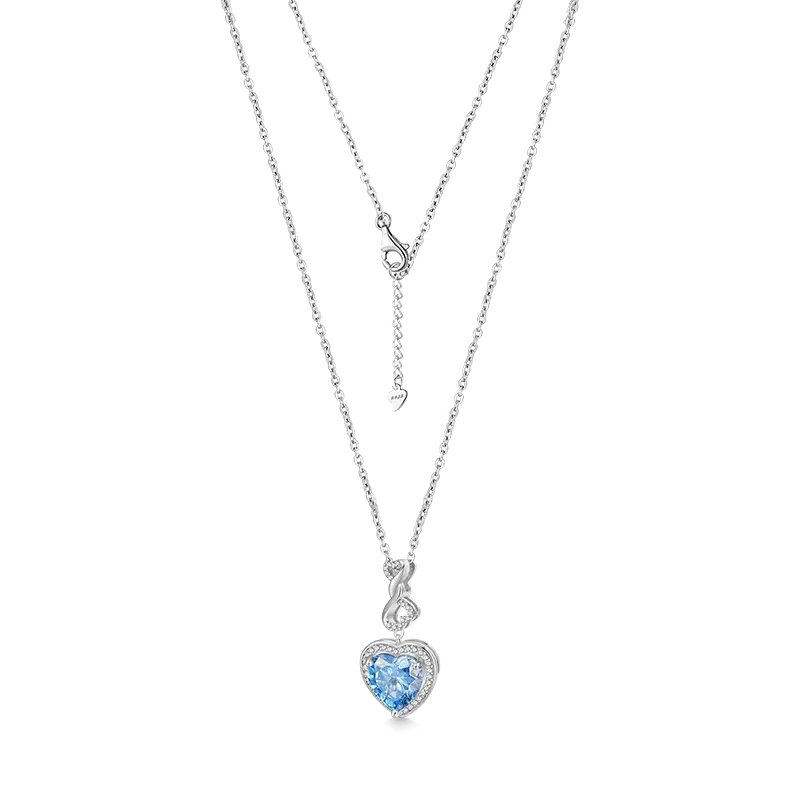 Gnoce Infinite Love Buckle Heart Birthstone Pendant Necklaces