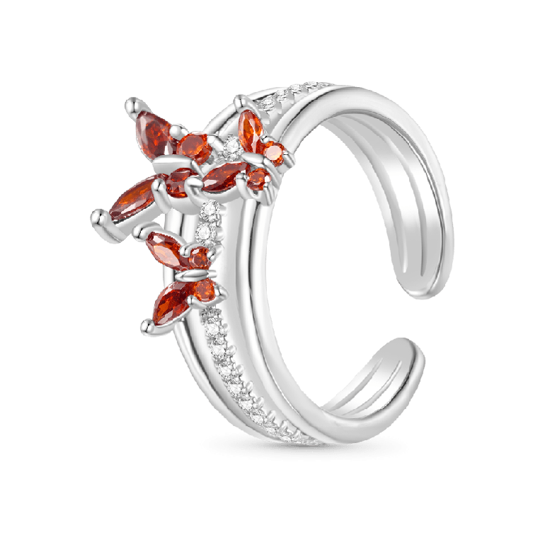 Gnoce Elegant Birthstone Butterfly Open Ring