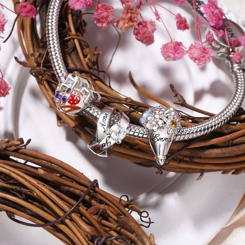 Gnoce Engravable Couple Rings Valentine Charm Platinum-plated Silver Blend