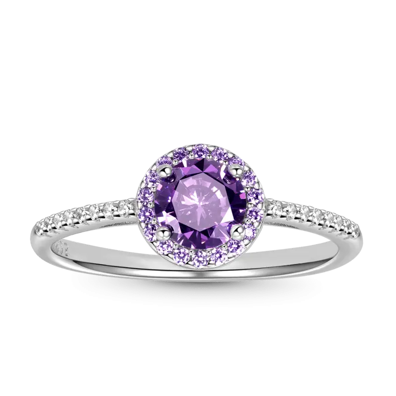 Gnoce Sparkling Purple Round-cut Promise Ring