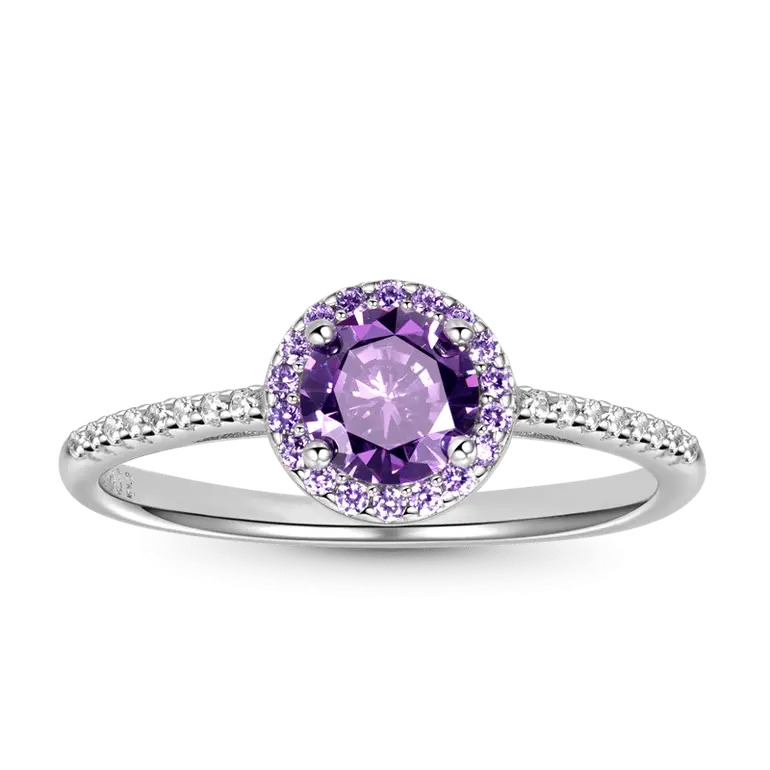 Gnoce Sparkling Purple Round-cut Promise Ring