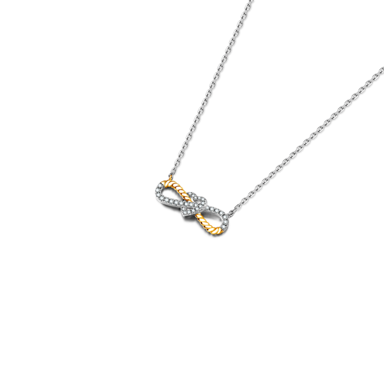 Gnoce Two-tone Infinity & Heart Twisted Rope Necklaces