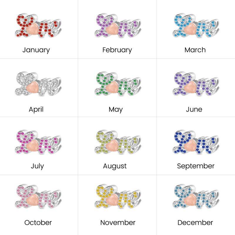 Gnoce Valentine's Day Glow-in-the-Dark Love Birthstone Charm