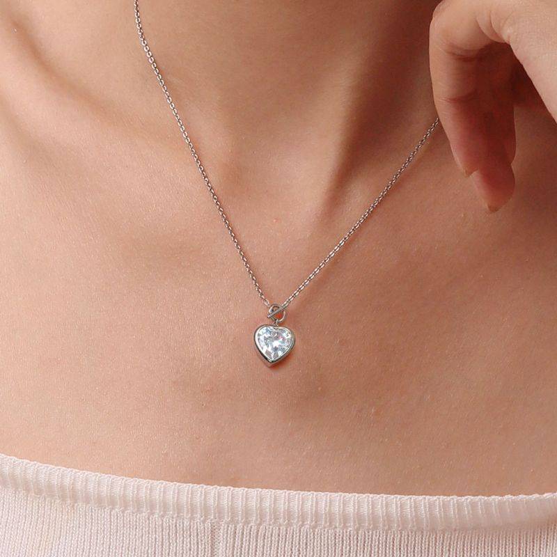 Gnoce OT Buckle Heart Birthstone Pendant Necklaces