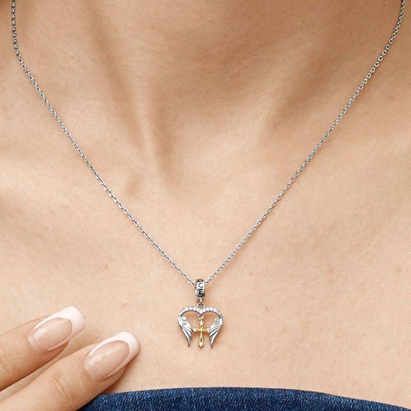 Gnoce Angel Wings Cross Pendant Dangle Charm