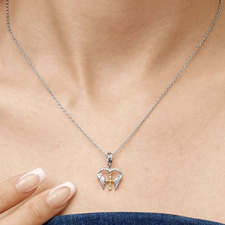 Gnoce Angel Wings Cross Pendant Dangle Charm