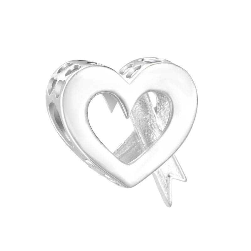 Gnoce Breast Cancer Awareness Pink Ribbon Heart Charm