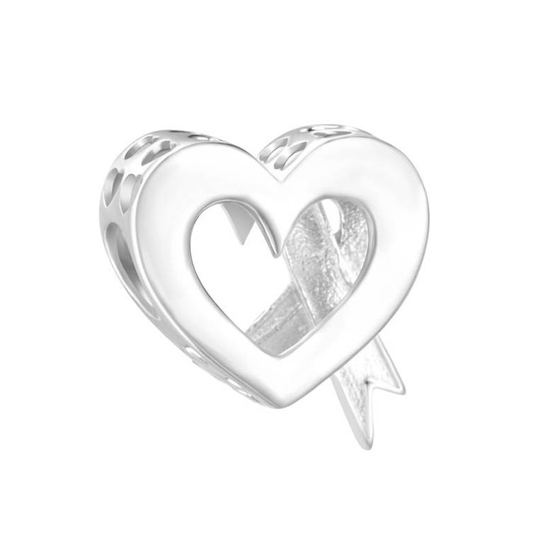 Gnoce Breast Cancer Awareness Pink Ribbon Heart Charm