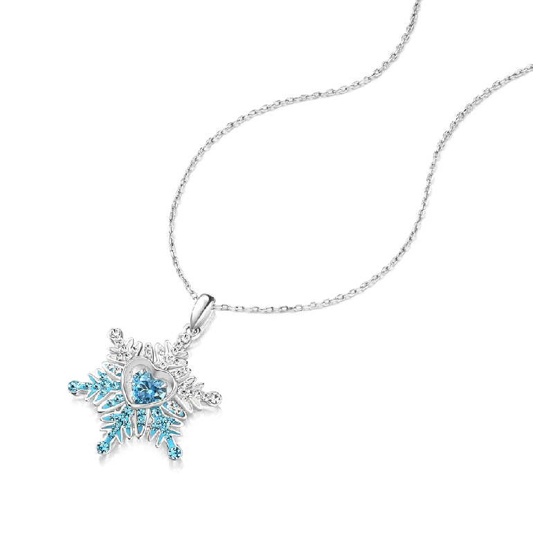 Gnoce Blue Snowflake Necklaces