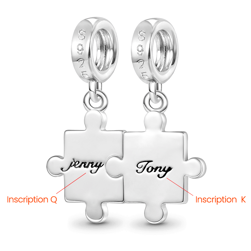 Gnoce Personalized Couple Puzzle Pendant Dangle Charm