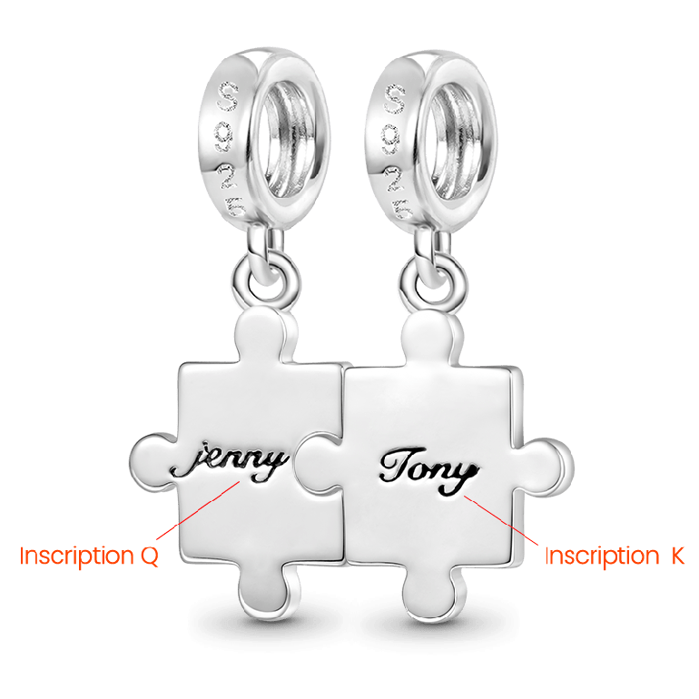 Gnoce Personalized Couple Puzzle Pendant Dangle Charm