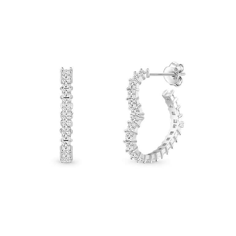 Gnoce Princess Cut Love Heart Stud Earrings