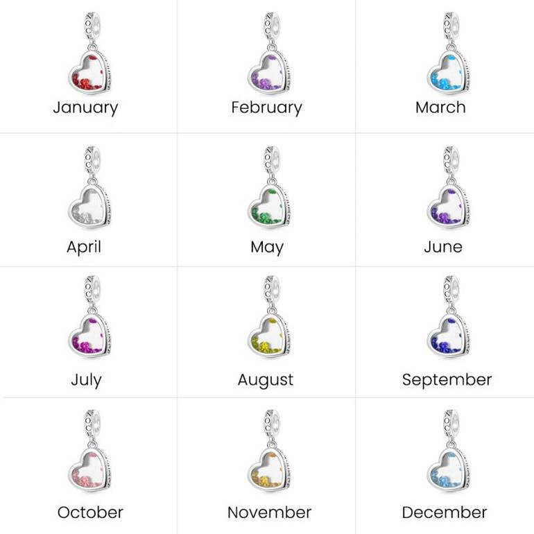 Gnoce Mother's Day Birthstones Forever Heart Pendant Dangle Charm