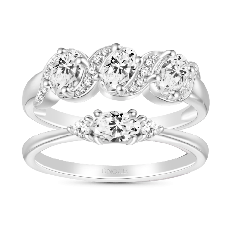 Gnoce White Diamond Anniversary Stackable Ring Set