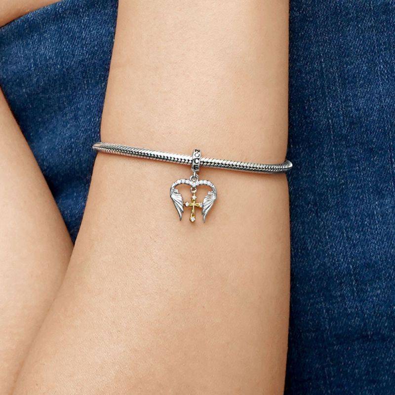 Gnoce Angel Wings Cross Pendant Dangle Charm