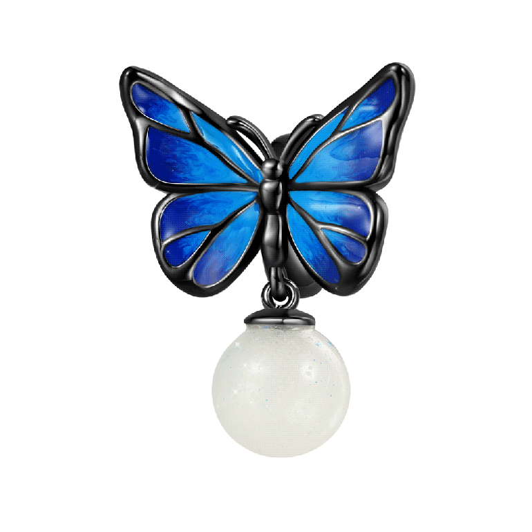 Gnoce Blue Morpho Butterfly Glow-in-the-Dark Charm