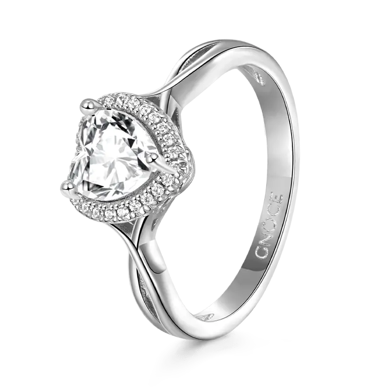 Gnoce Sparkling Twisted Heart Promise Ring