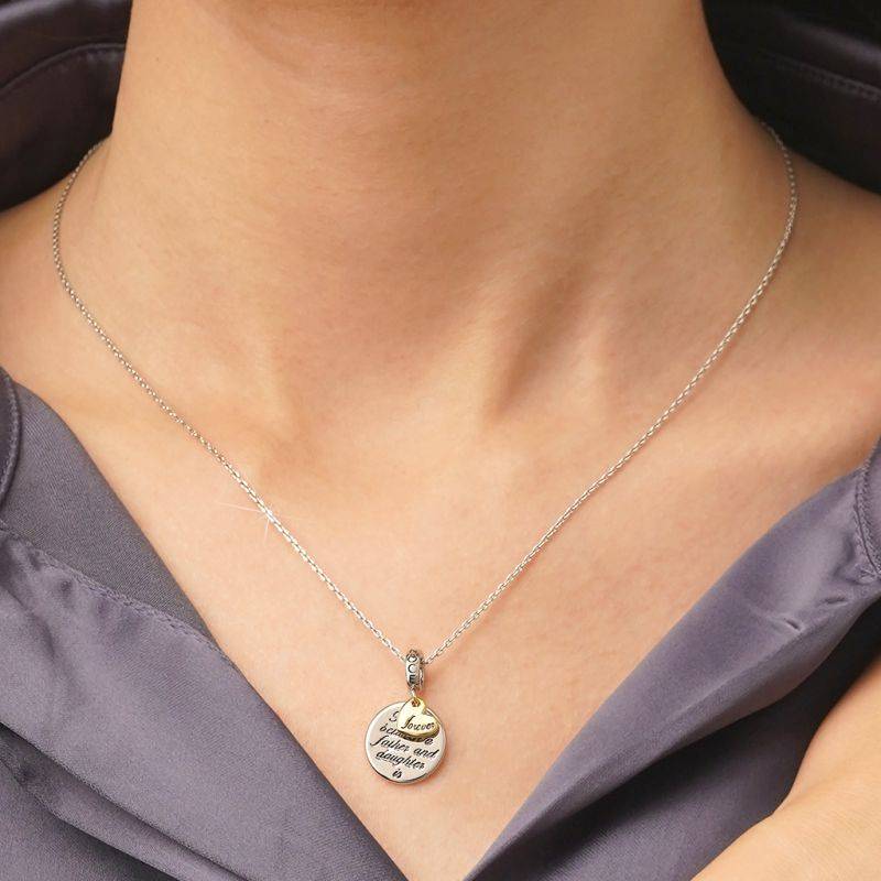 Gnoce Father Daughter Emotional Heart Pendant Dangle Charm