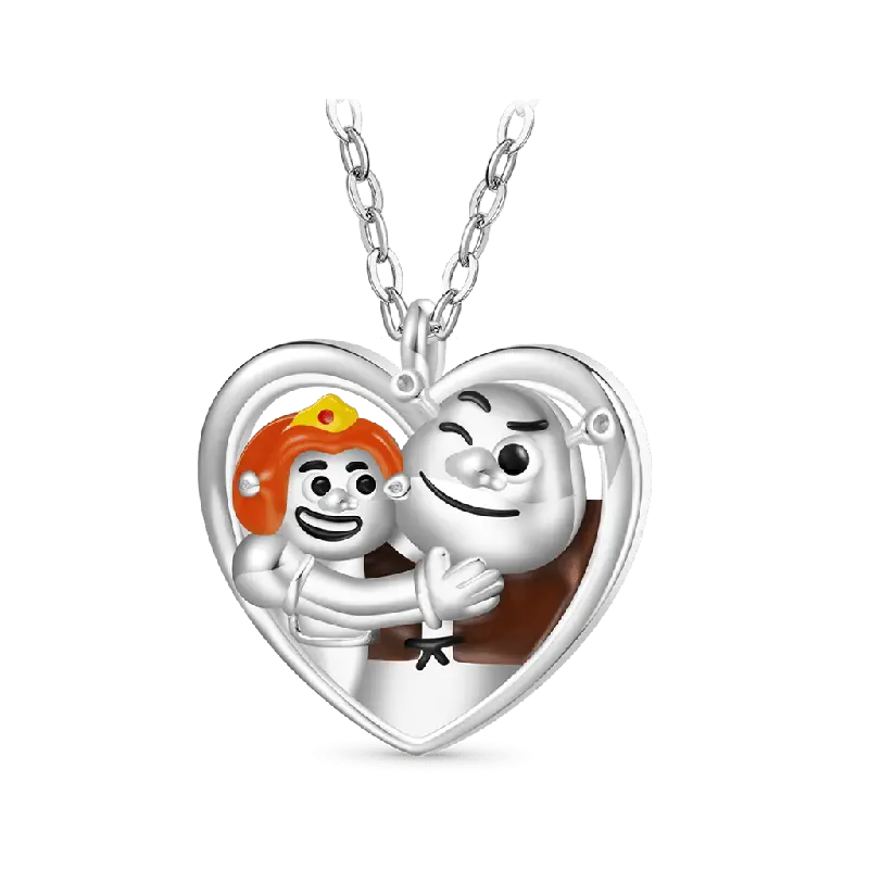 Gnoce Shrek & Fiona Heart Necklaces