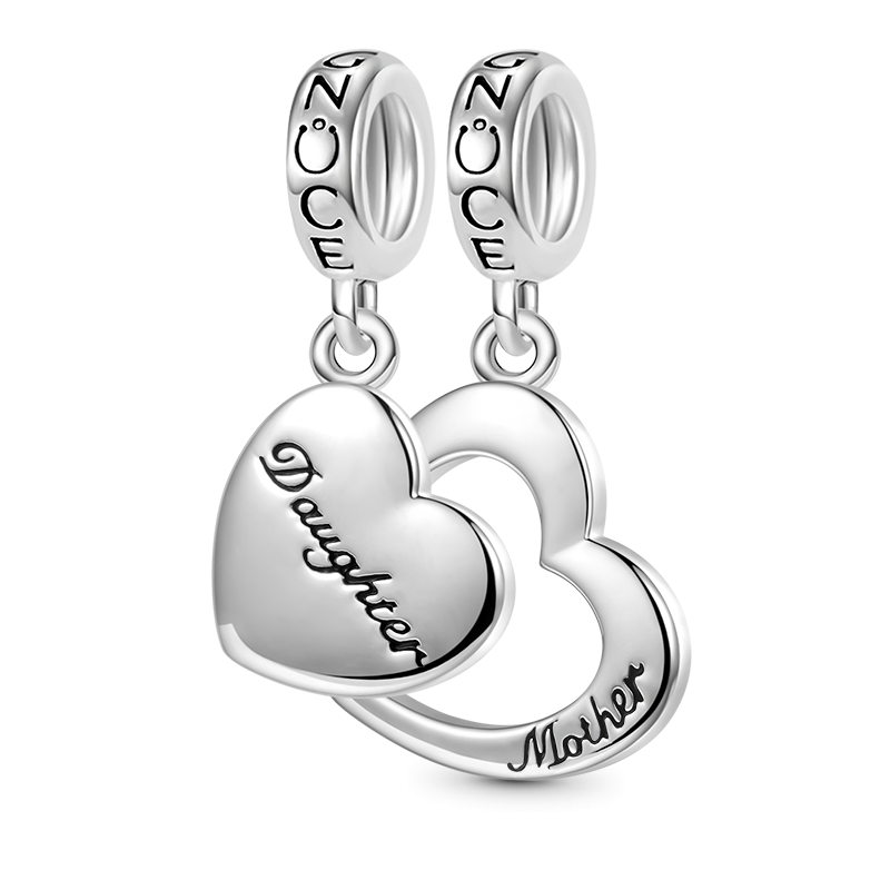 Gnoce Mother & Daughter Heart Pendant Dangle Charm