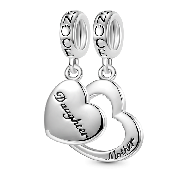 Gnoce Mother & Daughter Heart Pendant Dangle Charm