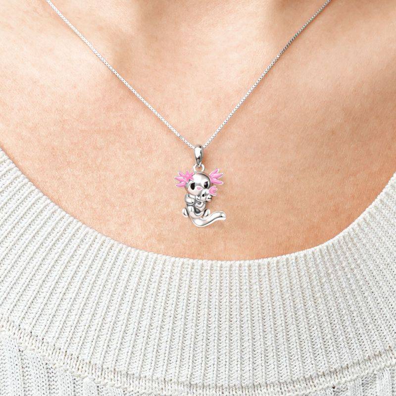 Gnoce Embrace Love Sakura Mexican Axolotl & Baby Necklaces