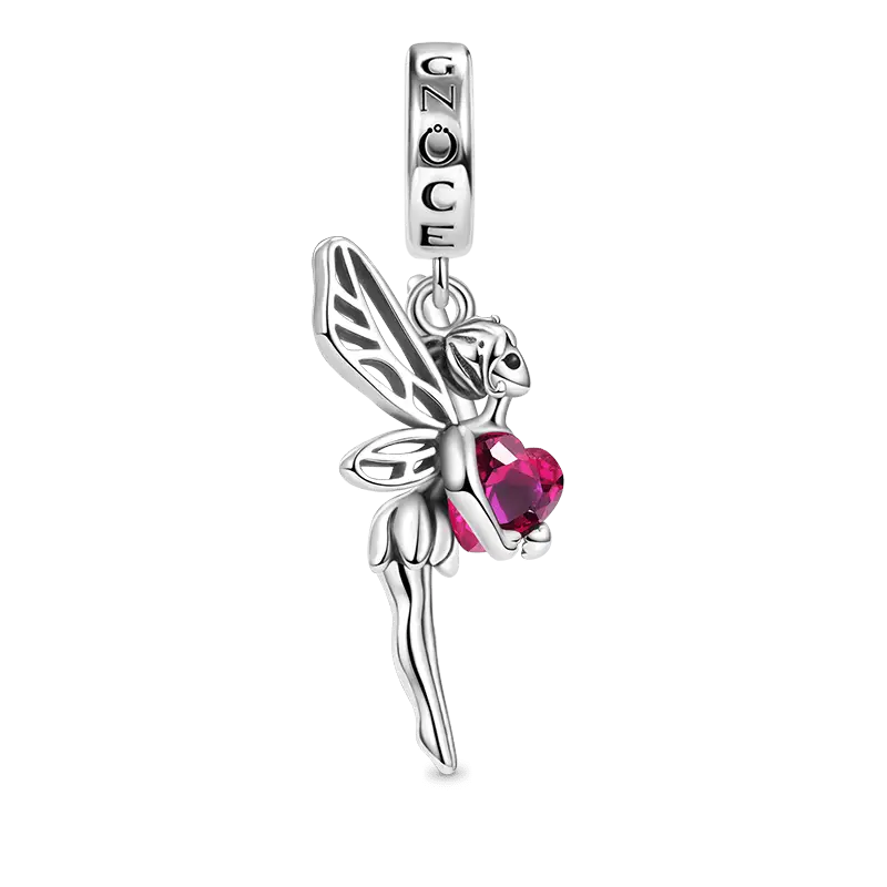 Gnoce Butterfly Fairy Embraces Heart Gem Pendant Dangle Charm