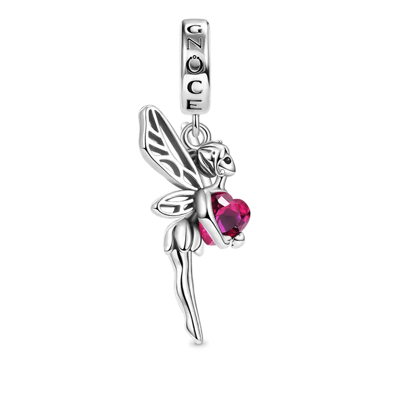 Gnoce Butterfly Fairy Embraces Heart Gem Pendant Dangle Charm