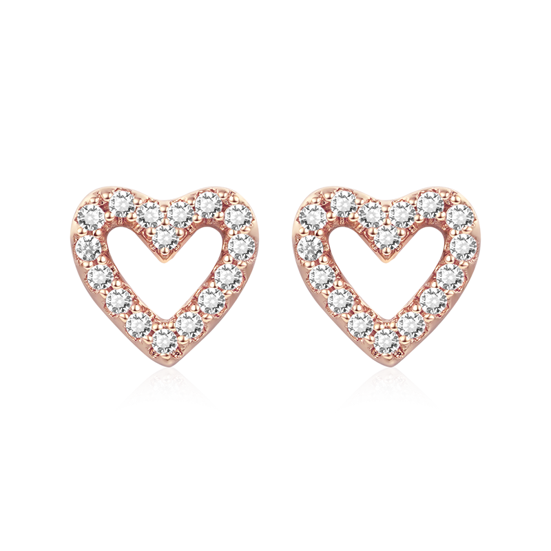 Gnoce Diamond Heart Stud Earrings