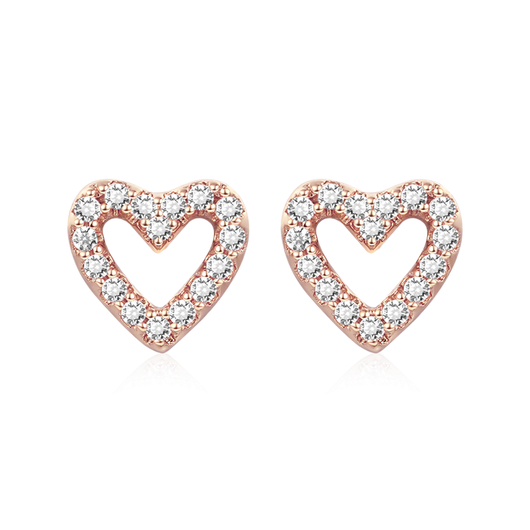 Gnoce Diamond Heart Stud Earrings