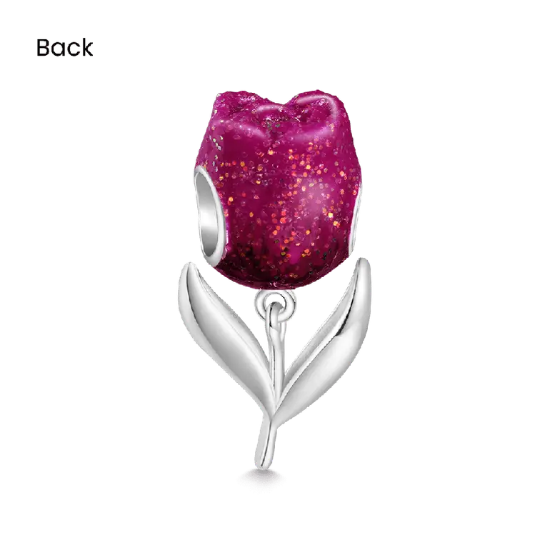 Gnoce Black Tulip Flower Charm