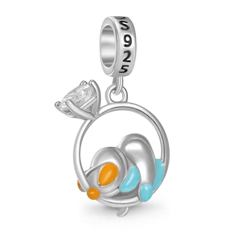 Gnoce Lovebirds Embrace Heart Gem Pendant Dangle Charm