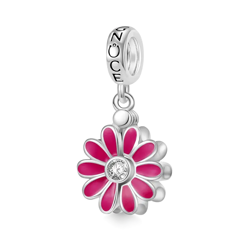 Gnoce Engravable Name Daisy Birthstone Pendant Dangle Charm