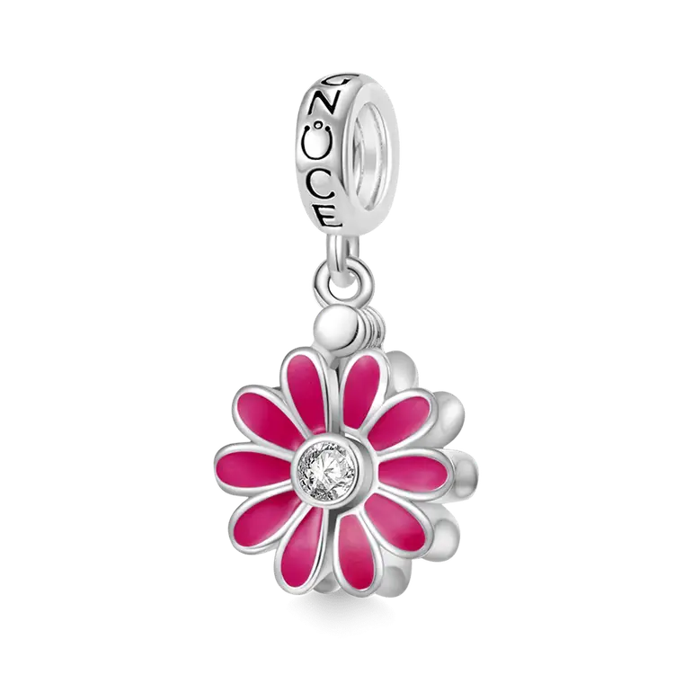 Gnoce Engravable Name Daisy Birthstone Pendant Dangle Charm