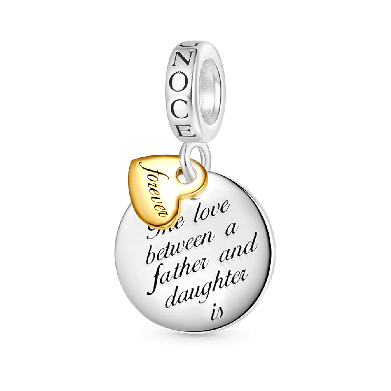 Gnoce Father Daughter Emotional Heart Pendant Dangle Charm