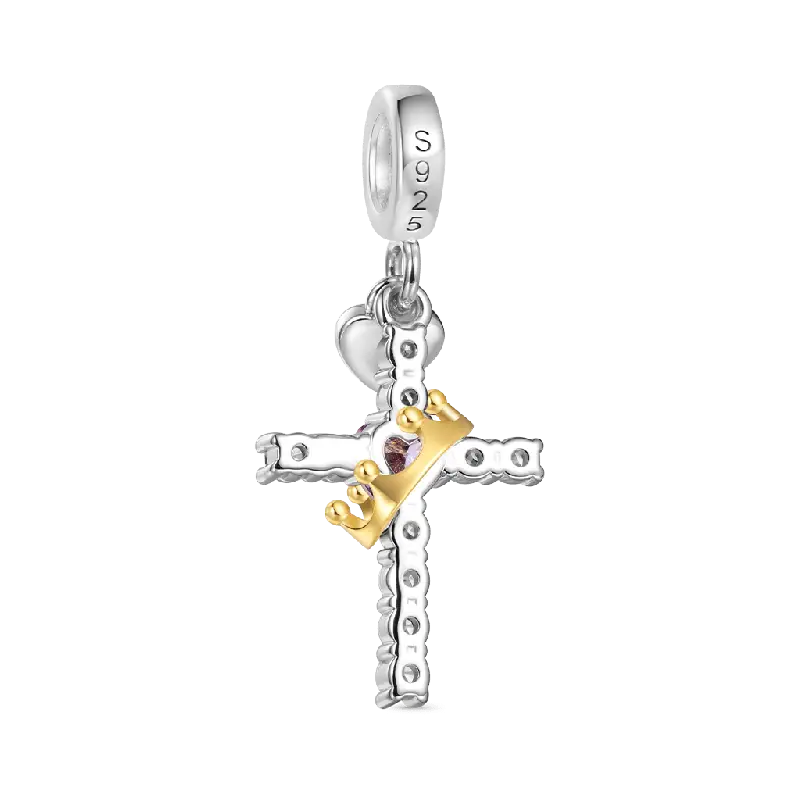 Gnoce Gold Crown of Thorns Nail Cross Pendant Dangle Charm