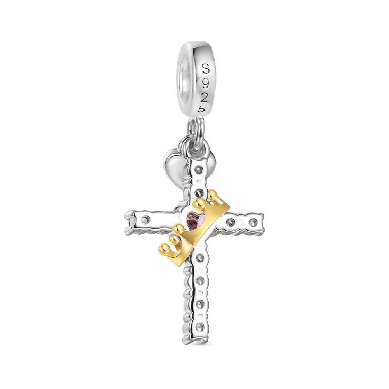 Gnoce Gold Crown of Thorns Nail Cross Pendant Dangle Charm