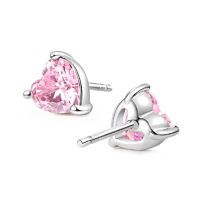 Gnoce Sparkling Heart Cut Birthstone Stud Earrings