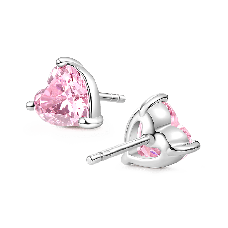Gnoce Sparkling Heart Cut Birthstone Stud Earrings