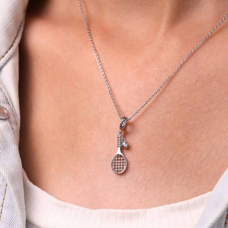 Gnoce Sports Tennis Racket and Ball Pendant Dangle Charm
