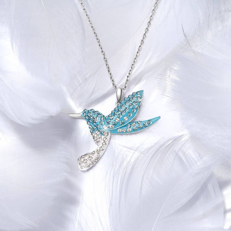 Gnoce Sparkling Hummingbird Pavé Pendant Necklaces