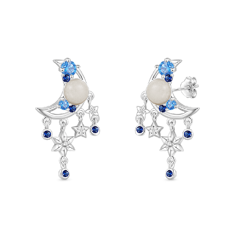 Gnoce Sparkling Glow-in-the-Dark Moon Stud Earrings