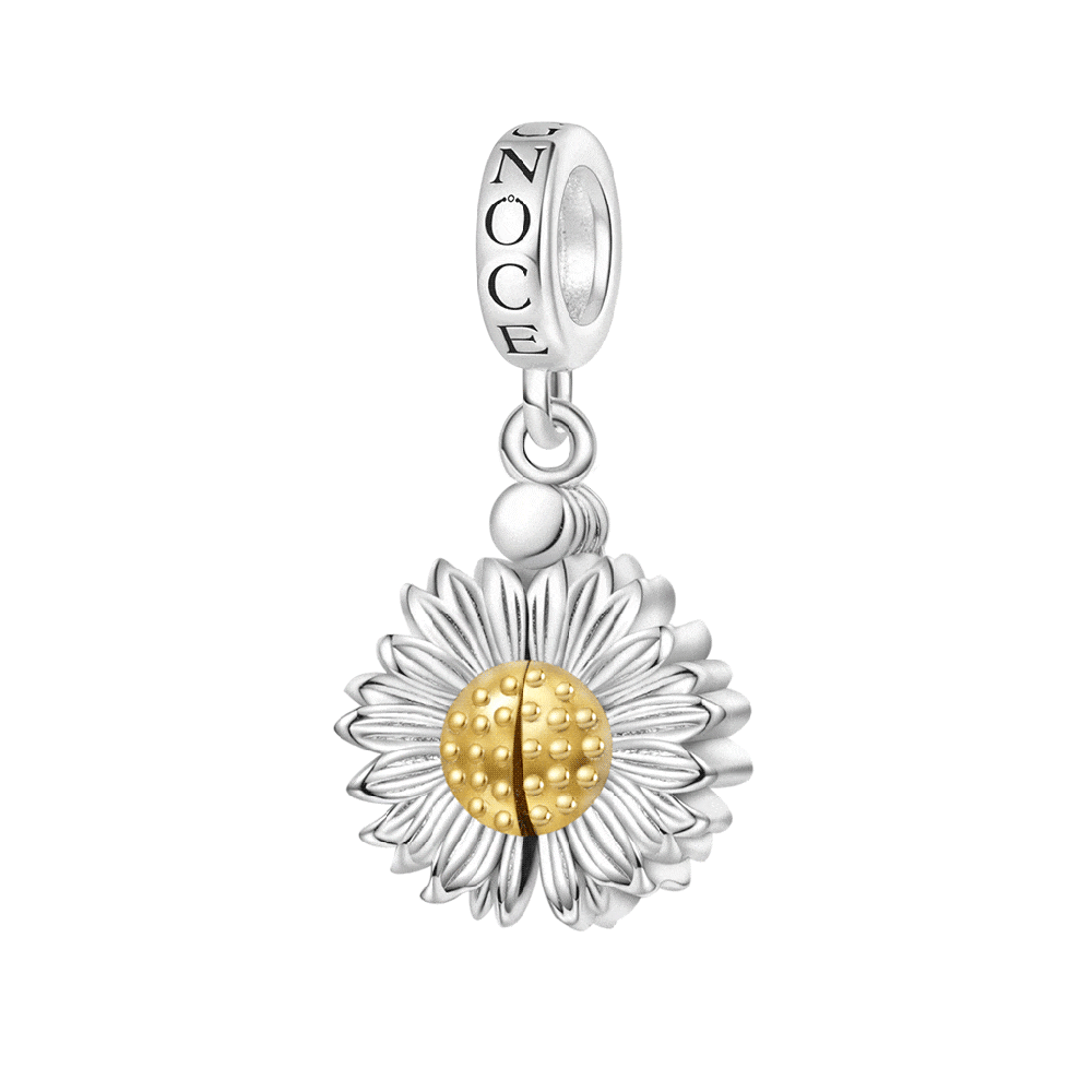 Gnoce Openable Sunflower Engravable Pendant Dangle Charm